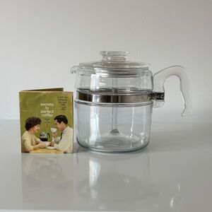 Complete Pyrex Flameware 7756-B Glass Coffee Percolator 6 Cup Capacity Vintage